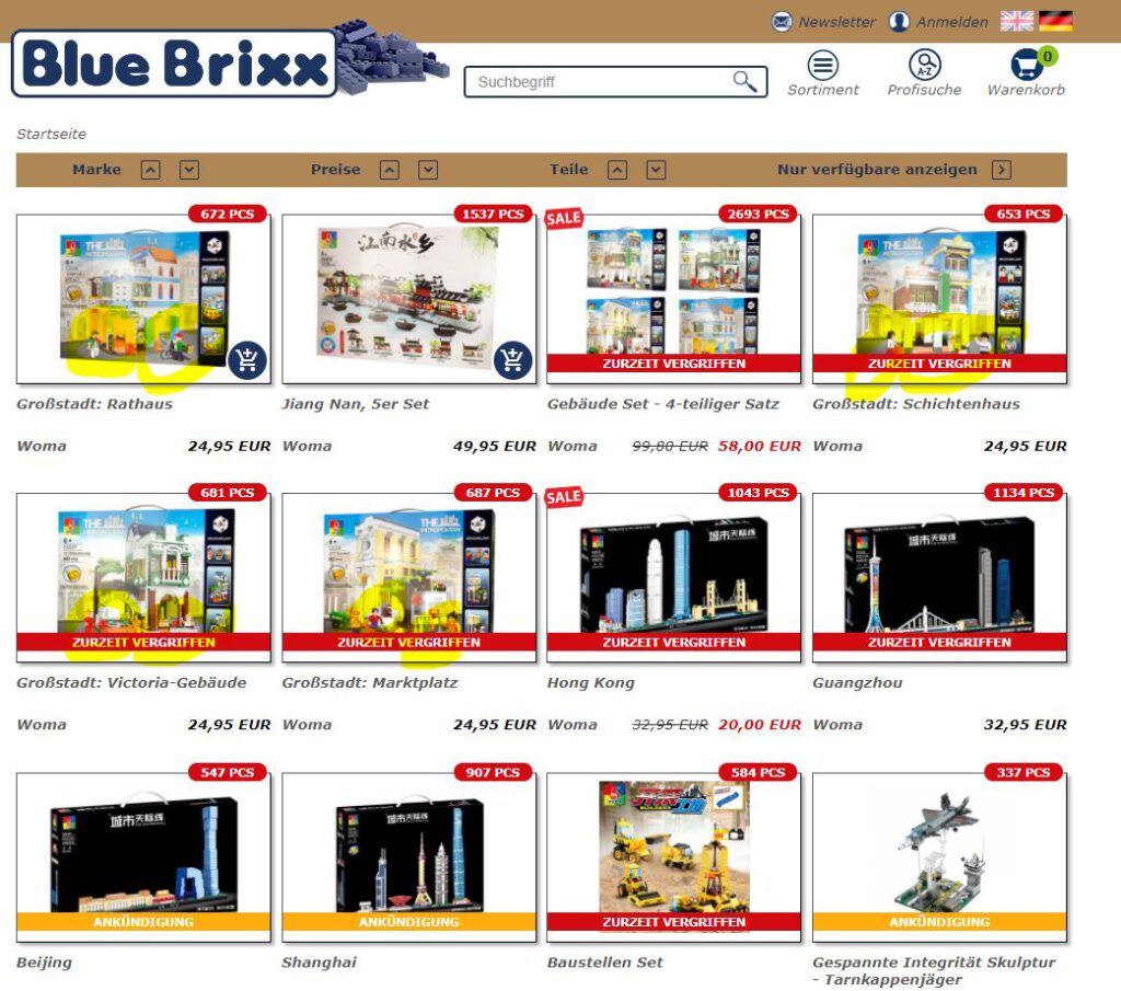 Screenshot Bluebrixx Woma vom 03.02.2021