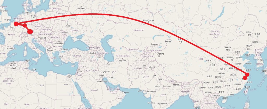 Jinhua - Hangzhou - Brüssel - Frankfurt - München