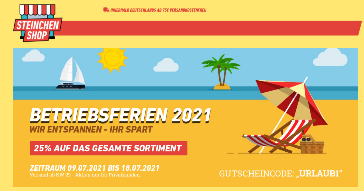 Betriebsferien beim Steinchenshop – 25% auf alles!